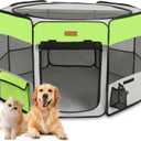 Dog Playpen, Portable Pet Play Pen for Cat, Puppies, Rabbits, Chickens, Foldable Large-Capacity Pet Tent for Indoor/Outdoor Travel Camping Green (Small)