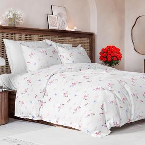 Duvet Cover King Size Set - Extra Soft Floral Duvet Cover 104 x 90 with 2 Pillow Shams - Comfy, Breathable Floral Bedding Set - Hotel Luxury Easy-Care and Fade Free with Zipper Closures & Ties - Posy (05 - Posy (No Comforter))