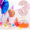 Daisy Birthday Decorations, Daisy Number 3 Piata with Blindfold Stick Blindfold Confetti for Pink Flower Boho 3rd Birthday Party Supplies (Daisy 3)