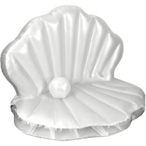 BOXOB 57" Seashell Pool Float, Thickened Inflatable Giant Sea Shell Sofa Bed Mattress with Pearl Ball for Tanning, Ocean Mermaid Theme and Summer Beach Swimming Birthday Party Toy Decorations (white)