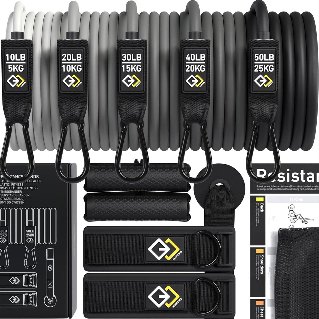 Resistance Bands Set - Premium Exercise Bands with Handles - Resistance Tubes for Men and Women - Professional Home Gym Fitness Equipment for Full Body Workout and Strength Training