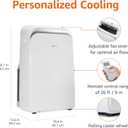 Amazon Basics 4-In-1 Portable Air Conditioner with Remote, Timer, Sleep Mode, Auto Swing, Cool/Heat/Dry/Fan-Only Functions, 13500 BTU (ASHRAE), Cools Up to 550 Sqf, Energy Saving, White