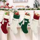 Christmas Stockings Magnetic Holding Hands Socks with Name Tags, Knitted Christmas Stocking Stuffers Boys Girls Personalized Xmas Party Home Decor Funny Socks Gifts, Mixed Colors, 4 Pack