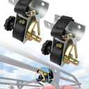 Truck Rack Straps, W/J-Hook (2PCS), 2" Silver Round Tube Mount, 1.5" Wide x 7.5' Long, Black Ladder Rack Ratchet Straps, 500 lbs Load Heavy Duty, Lumber Rack Ratchet Straps, Pipe/Roof Rack Straps