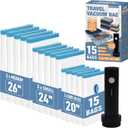 Vacuum Storage Bags, Vacuum Seal Space Saver Bags for Clothing, Travel Lugggage, Carry-on, Blankets, Comforters, Pillow, Bedding, 15 EPump (15 Combo with Electric Pump)