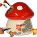 Aquarium Decor Mushroom House Ornament, Betta Fish Tank Accessories Landscape Decoration Small Shrimp Goldfishes Habitat Hut Pleco Smalland Breeding Hide Caves Toad House - Red