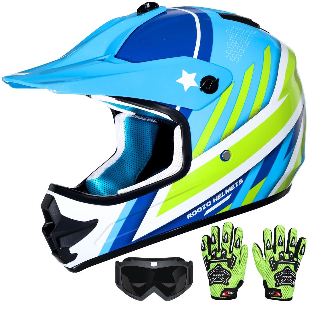 ROOZO Youth Kids Dirt Bike Helmet DOT Approved, Full Face Motocross Set, Small