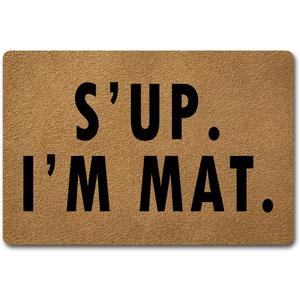 S'up I'm Mat Welcome Doormat (23.6 X 15.7 in) Colorful Print Top With Anti-Slip Rubber Back Novelty Gift For The Entrance Way