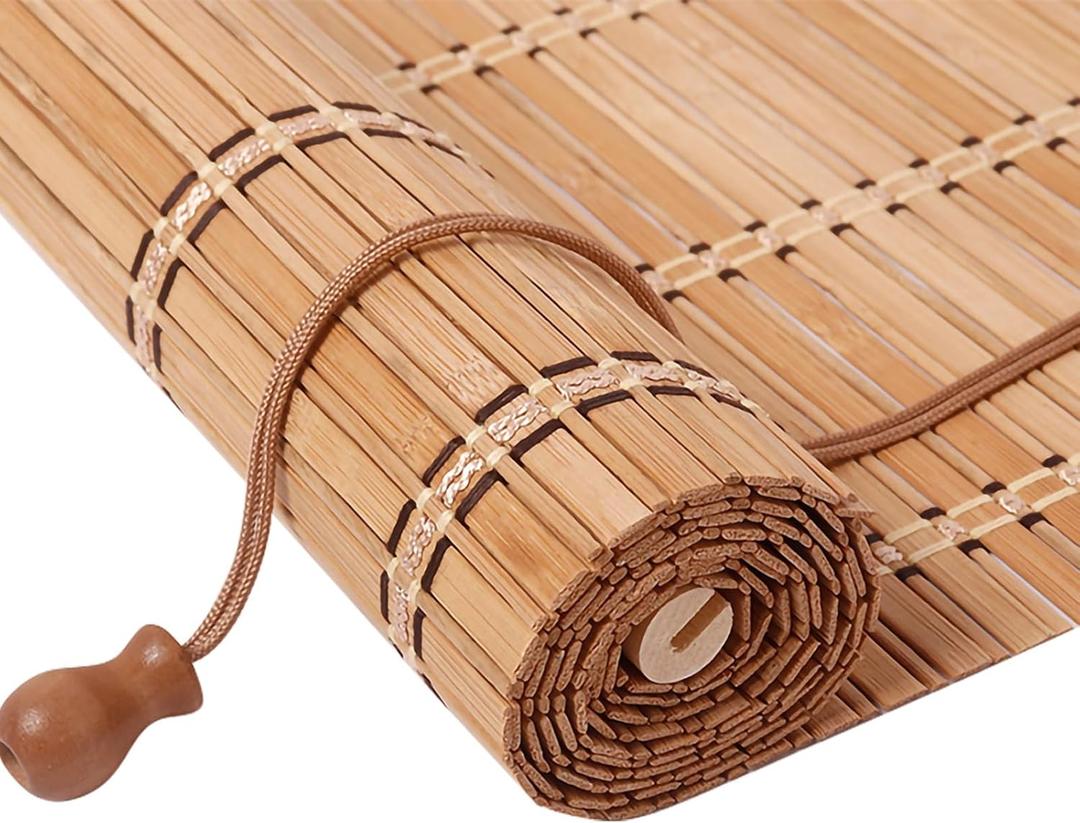 Bamboo Blinds for Interior Windows and Outdoor Patio, Bamboo Shades for Windows, Custom Size, Easy to Install, Roller Shades for Indoor and Outdoor (18"W x 36"H, Brown-2)
