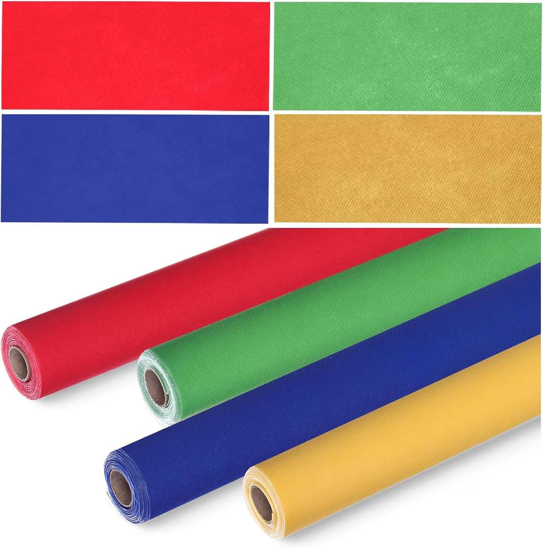 Skyygemm 4 Rolls Colored Bulletin Board Paper Nonwoven Craft Waterproof Fade Resistant Bulletin Board Paper Roll Bulk for Fall Art Decor Drawing Craft Painting(Rainbow Color,2 x 12 ft)