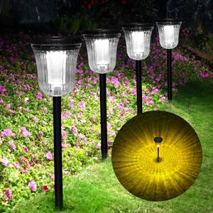 Solar Pathway Lights Outdoor, 4 Pack Solar Lights Outdoor Waterproof, 200 Lumens Super Bright Solar Garden Lights,Up to 14 Hrs Auto On/Off Outside Lights for Yard Lawn Walkway Driveway Path