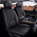 for Chevy Chevrolet Silverado Seat Covers 2007-2025 2026 & Gmc Sierra 1500 2500hd 3500hd Leather Seat Cushion with Lumbar Support(2PCS Front,Black)