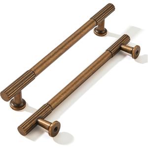 khtumeware 6 Inch Hole Center 2 Pack Antique Brass Heavy Duty Solid Vintage Brass Cabinet Pulls, Kitchen Drawer Handles, for Dresser cabinets, cabinets, Door cabinets, Hardware