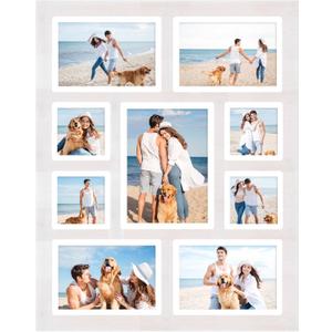 Picture Frame Collage for 6x8 and 5x7 and 4x4 Photos - 9 Openings Rustic White Picture Frame with Real Glass,Family Picture Frames Wall Decor(1 Pack)