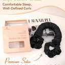 BONNET QUEEN Satin Heatless Hair Curler, Overnight Curls for Long Hair, Ultra Soft Daily Use of Hair Accessories & 2 Scrunchies, Damage-Free Styling, Soft Hair Curlers for Overnight, Light Black