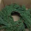 Christmas Placemats Set of 6 Round Greenery Place Mats Xmas Circular Artificial Wreath Dining Table Decor Winter Fake Plants Branches Mats for Kitchen Accessories (Cedar)