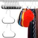 Zonon 24 Pcs Scarf Hangers Metal Belt Hat Ring Hanger with Grip Coating, Scarf Organizer Storage Holders for Ties Scarves Belts Tank Tops Hat Hooks (Black)
