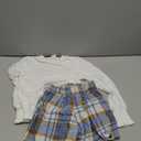 AGAPENG Girl Skirt Sets Smocked Cuffed Fall Outfits Puff Sleeve Tops Plaid Skirt Shorts Adjustable Belt Winter Clothes (7-8 Years, White and Blue Plaid)