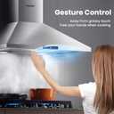 COMFEE' CVP30W7AST 30 Inch 450 CFM 3 Speed Gesture Sensing &Touch Control Panel Stainless Steel Wall Mount Ductless/Ducted Convertible Vent Baffle Filters and 2 LED Lights Range Hood