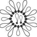 18pcs Bungee Cords with Balls, 2 Sizes (4-inch & 6-inch), Black & Stripe, Polyester & Rubber, Adjustable, Elastic, Ball & Buckle Fasteners, Ideal for Camping, Patio, Canopy, Cargo & More