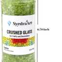 Syedra Crushed Glass for Crafts Broken Glass Pieces Resin Art Crushed Colored Mirror Pieces,Bar, Garden Decoration 3-6mm, 1.5 Pound Jar (Light Green)