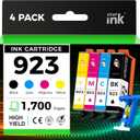 923 Ink Cartridges Combo Pack 4 Pack Replacement for HP 923 Ink Cartridges for HP Printers Compatible with HP OfficeJet Pro 8130e OfficeJet Pro 8135e 8138e 8122e 8139e 8120e Ink, Without Chip