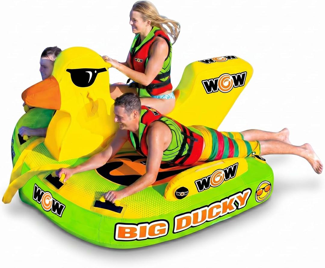Wow Sports Big Ducky Towable Deck Tube - 1-3 Person - 510 lb Capacity - Duck Design - for Boating - Youth & Adults, Standard