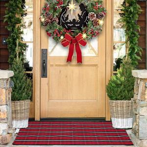 Christmas Red and Black Plaid Rug 27.5 x 43 Inches, Hand-Woven Indoor/Outdoor Layered Cotton Blend Buffalo Plaid Rug, Washable Front Door Mat, Perfect for Porch, Living Room, Entryway