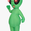 Spooktacular Creations Adults Halloween Inflatable Costumes with Light Up Eyes, Scary Alien Blow Up Costumes for Men, Full Body Green Inflatable Suit with Gloves for Cosplay Alien Themed Parties, Child (7-10 Years)