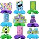 9Pcs Monster Birthday Party Decorations Blue Green Purple Honeycomb Centerpieces Cartoon Monsters Themed Table Toppers for Kids Birthday Baby Shower Party Supplies Table Decoration