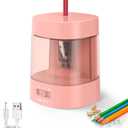 Deli Electric Pencil Sharpener, Automatic Pencil Sharpeners for No.2 Pencils Colored Pencils, USB & Battery Operated Pencil Sharpener for School, Home, Office, Classroom, Pink