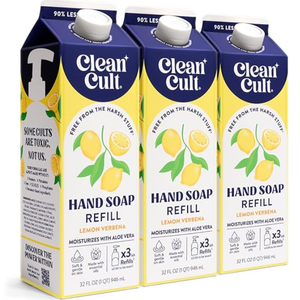 Cleancult Liquid Hand Soap Refills - Lemon Verbena - Moisturizes Dry & Sensitive Skin - Made with Aloe Vera & Essential Oils - Eco Friendly - Paper-Based Packaging - 32 oz/3 Pack