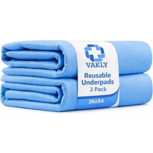Vakly XL Washable Underpads 36" x 54" [2 Pack] Reusable Waterproof Bed Pads with Absorbent 4-Layer Protection, Large Incontinence Underpads for Bed, Sofa & Mattress, Adults, Seniors, Kids & Pets