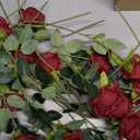 Hotop 40 Pcs Rose Artificial Flowers Bulk with Long Stem,Realistic Silk Fake Roses Bouquet for Home Wedding Centerpieces Party Table Decoration Valentines Gifts(Wine Red)