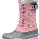 DREAM PAIRS Boys Girls Snow Boots Water-Resistant Outdoor Warm Cozy Anti-Slip Mid Calf Faux Fur Lining Insulated Winter Shoes, Size 5 Big Kid, Pink