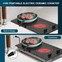 Karinear 110v Electric Cooktop 2 Burners, 12'' Electric Stove Top Plug in