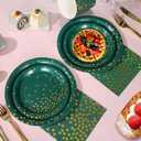175Pcs Green Plates and Napkins Party Supplies, Green and Gold Party Decorations for Birthday Graduation Party Decorations Serve 25