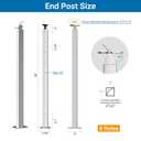 2Pack 36inch Cable Railing Post Stainless Steel Adjustable Angle End Post for 1/8" Deck Cable Railing, Silvery