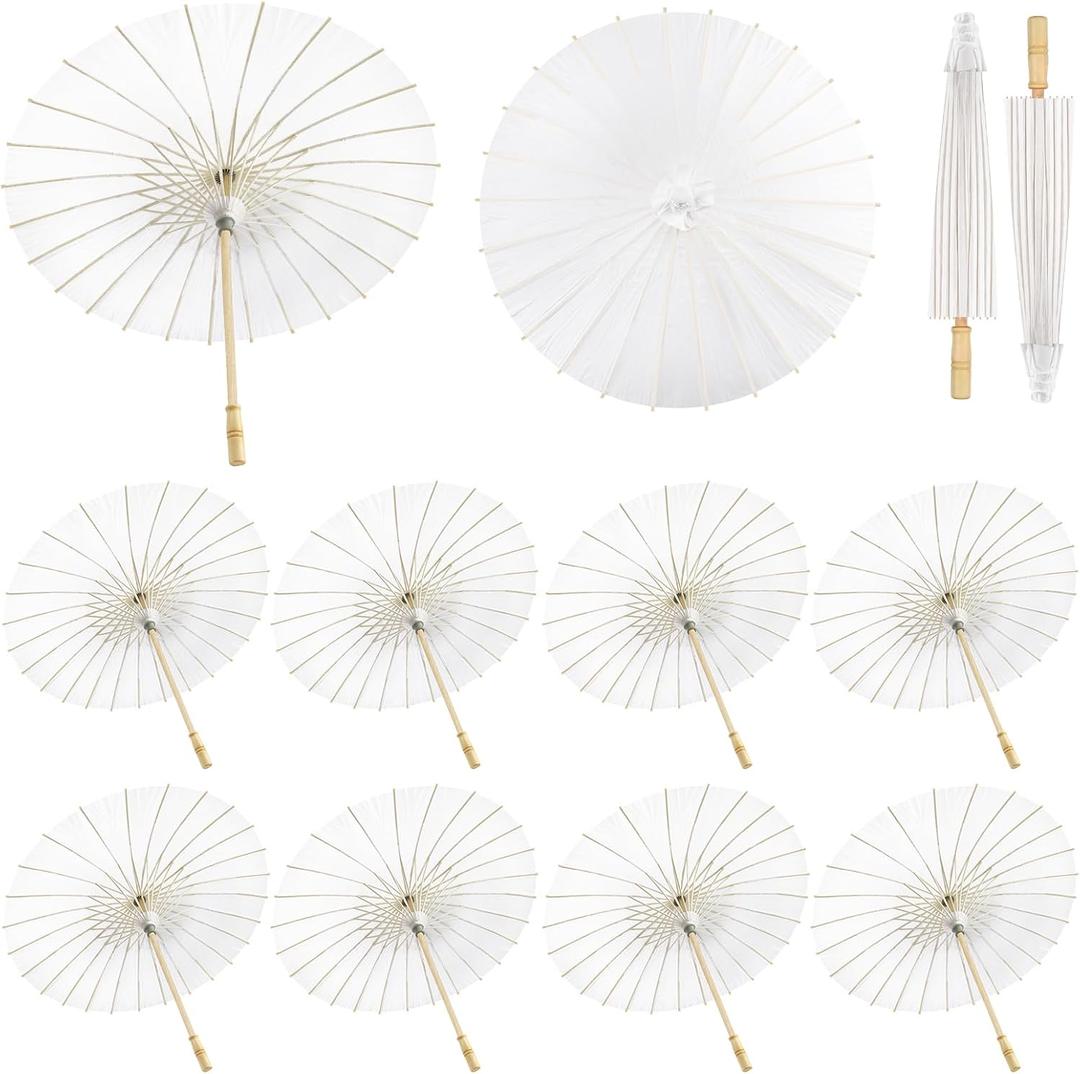 HOOMUU 12 Pcs Parasol Umbrella 33 Inches Paper Umbrellas for Wedding Chinese Japanese Umbrellas DIY Oiled Painting Craft Decorative for Party Decor Outdoor Photography Props