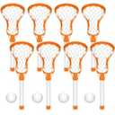 Arrowbash 4 Lacrosse Stick and Ball Set, Includes 8 Water Lacrosse Sticks for Pool and 4 Balls Plastic Game Set for Kids Teens Adults Youth Outdoor Beach Sports Summer(Orange)