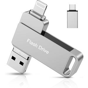 Apple MFi Certified Flash Drive 512GB for iPhone Photo Stick USB Memory Stick Thumb Drives High Speed USB Stick Jump Drive External Storage Compatible for iPhone/iPad/Android/PC Silver