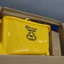 Simpli-Magic Side Press Wringer Combo Commercial Mop Bucket on Wheels, 35 Quart,Yellow, Including Wet Floor Caution Sign and Set, Polyethylene