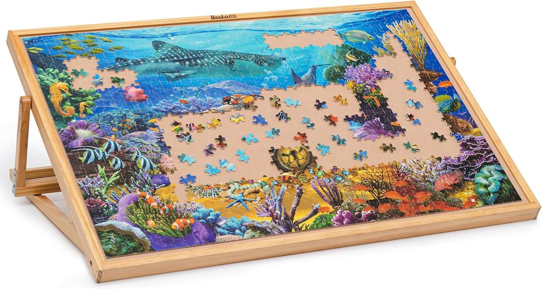 Becko US 1000-pc Tilting Puzzle Board with Built-in Stand, Adjustable Puzzle Table with 5 Angle Adjustments, Portable Puzzles Plateau for Adults, for Jigsaw Puzzles 1000 Pieces, 31.5 x 21.5 inches