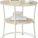 VASAGLE Side Table, 2-Tier Round End Table, Nightstand with Steel Frame for Small Spaces, Living Room, Bedroom, Natural Beige