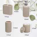 Aksipo Beige Bathroom Accessories Set, 4 Pcs Sturdy Resin Bathroom Accessory Set, Hand Soap Dispenser, Toothbrush Holder Set, Tumbler, Qtip Holder Dispenser, Stylish & Modern Bathroom Decor Set