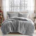 Intelligent Design Twin Comforter Set, Cozy Plush Bedding, Microfiber Reverse, 2 Piece, Lightweight, Super Soft Ribbed Velvet Comforter 1 Sham, All Season Fluffy Bed Set, Avril, Twin/Twin XL Grey