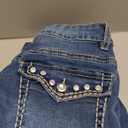 HOT TOPIC SKULL CROSS DESIGN JEANS, SIZE 5.