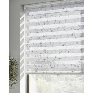 LazBlinds Cordless Zebra Blinds for Windows, Patterned Dual Layer Free-Stop Roller Shades for Ultimate Privacy & Light Control, Elegant Window Blinds & Shades, Grey Bloom, 33" W x 72" H