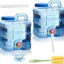 2 Pcs 2.6 Gallon Camping Water Container Storage Portable Camping Water Tank Jug with Spigot Faucet No Leakage Thick Liquid Dispenser Carrier for Emergency Outdoor Hiking Picnic Vehicle