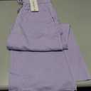 Women Flowy Pants Drawstring Waist Wide Leg Palazzo Beach Pants Loose Fit with Pockets, Purple,  Size L